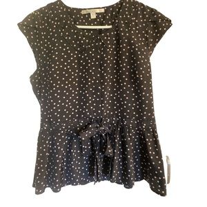 Lauren conrad black blouse size L woman cottagecore feminine polka dot